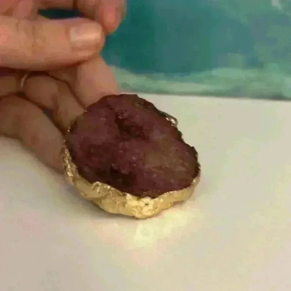 Magenta and Gold Genuine Stone Druzy - Picture 8 of 8